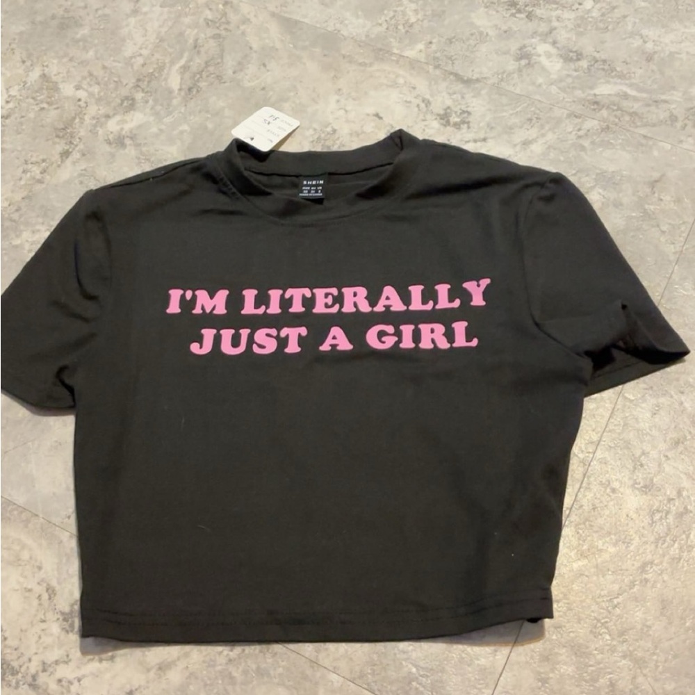 Black Shirt with Pink Text